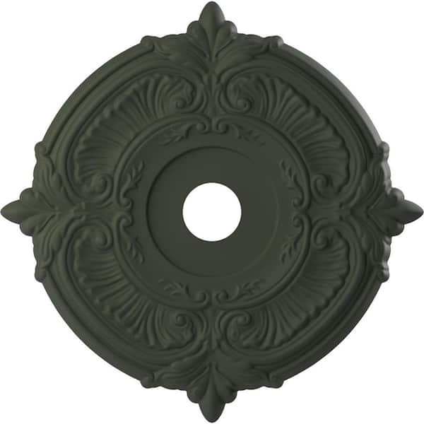 Ekena Millwork 1 in. x 22 in. O.D. x 3-1/2 in. P Attica Thermoformed PVC Ceiling Medallion, Ultra Cover Satin Hunt Club Green