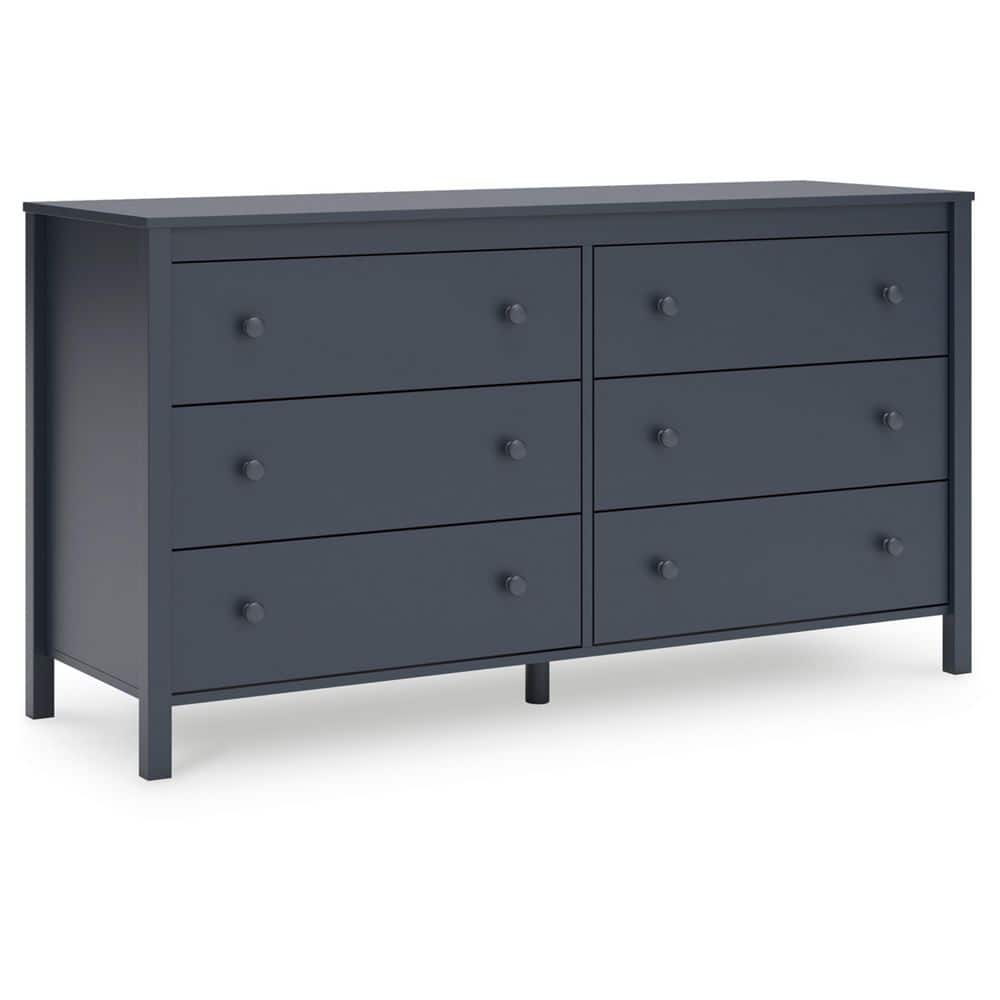 Navy Blue Transitional Six Drawer Dresser with Levelers