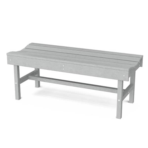 Wildridge Classic 46.5 in. Light Gray Plastic Backless Outdoor Vineyard Bench