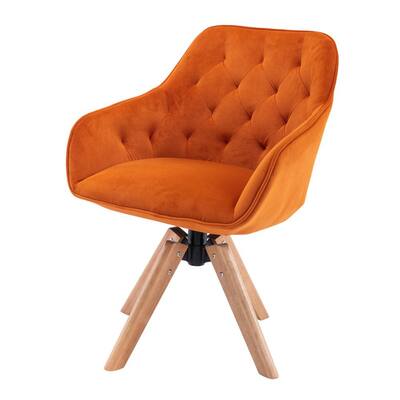 Orange Upholstered Office Chair Armless with Wood Legs