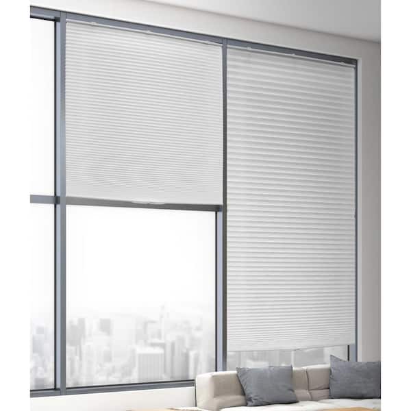 Lumi Home Furnishings DIY White Cordless Room Darkening Polyester Honeycomb Cellular Shade 39 in. W x 64 in. H