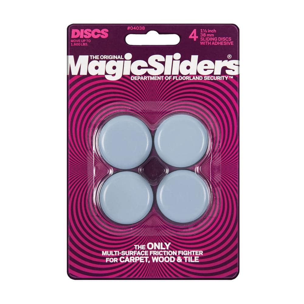 Magic Sliders  Plastic  Floor Slide  Gray  Round  2-3/8 in W 4 pk Self Adhesive 