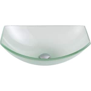 Pendant Series Deco-Glass Vessel Sink in Lustrous Frosted with Key Faucet in Polished Chrome