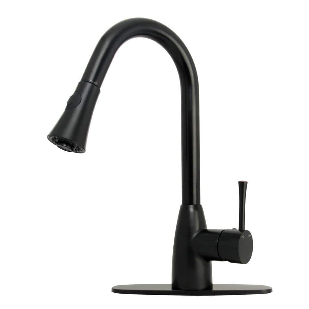 Single-Handle Pull-Down Sprayer Kitchen Faucet in Matte Black