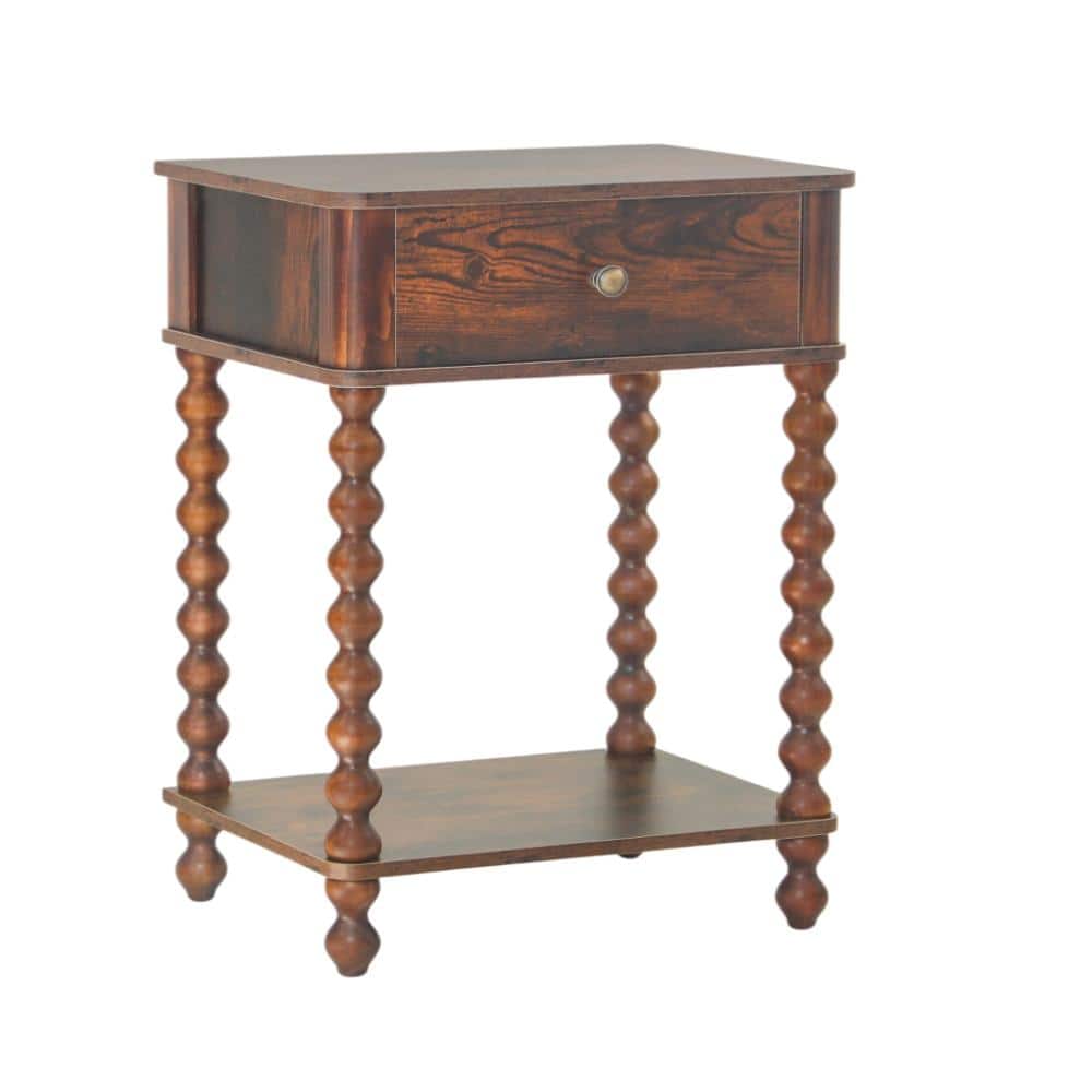 "11.8""D x 15.75""W x 23.6""H Brown Wood Nightstand, Mid Century Modern Night Stand with Drawer for Living Room" price history on PriceWatchPro