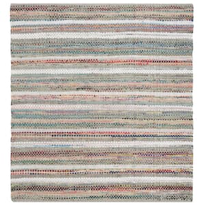 Montauk Gray/Multi 6 ft. x 6 ft. Square Distressed Striped Area Rug