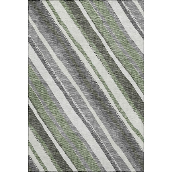 Mayfield Premium Machine Washable Abstract AMF2282 Fern 3 ft. x 4 ft. Area Rug