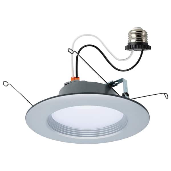 5-6 in. Adjustable CCT Canless Remodel IC Rated Dimmable Indoor Integrated LED Recessed Light Trim