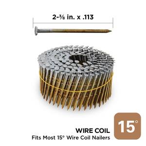 2-3/8 in. x 0.113-Gauge 15° Bright Finish Ring Shank Wire Coil Framing Nails (4500 per Box)