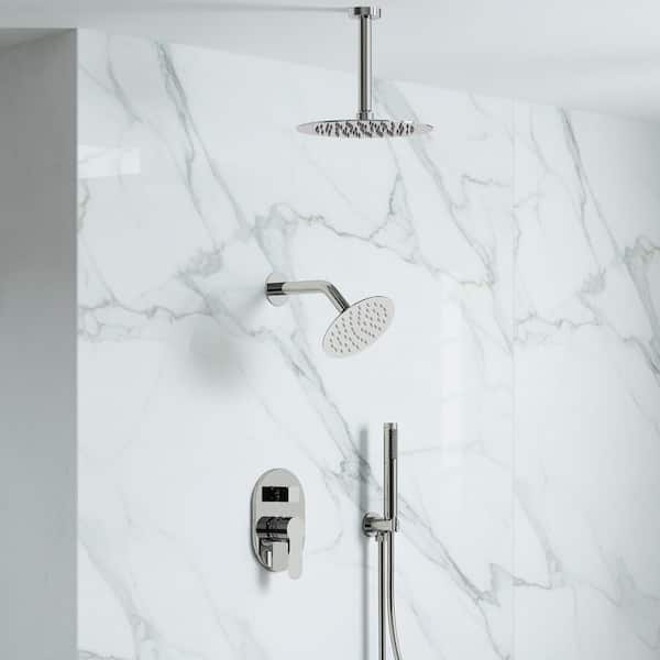 EVERSTEIN Single Handle 3-Spray Patterns Ceiling Mount Shower Faucet 2.5 GPM with Anti Scald and Handheld in. Chrome