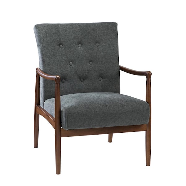 JAYDEN CREATION Leon Black ArmChair with Button Tufted