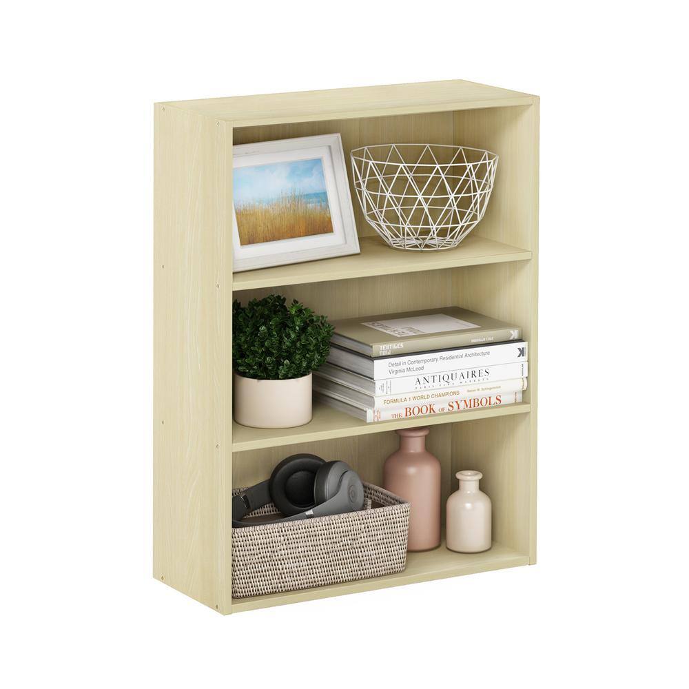 Steam Beech 3-Tier Light Wood Etagere Bookcase