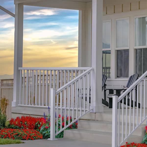 VersaRail Cambridge 8 ft. x 36 in. White Aluminum Decorative Rail Stair Kit