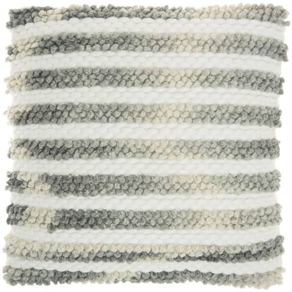 Mina Victory Lifestyles Charcoal Stripe 20 in. x 20 in. Throw Pillow