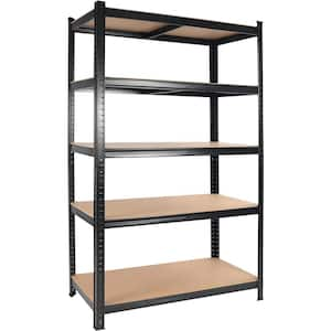 5-Tiers Heavy Duty Metal Adjustable Garage Storage Shelving Unit in Black (35.4 in. W x 71 in. H x 15.7 in. D)