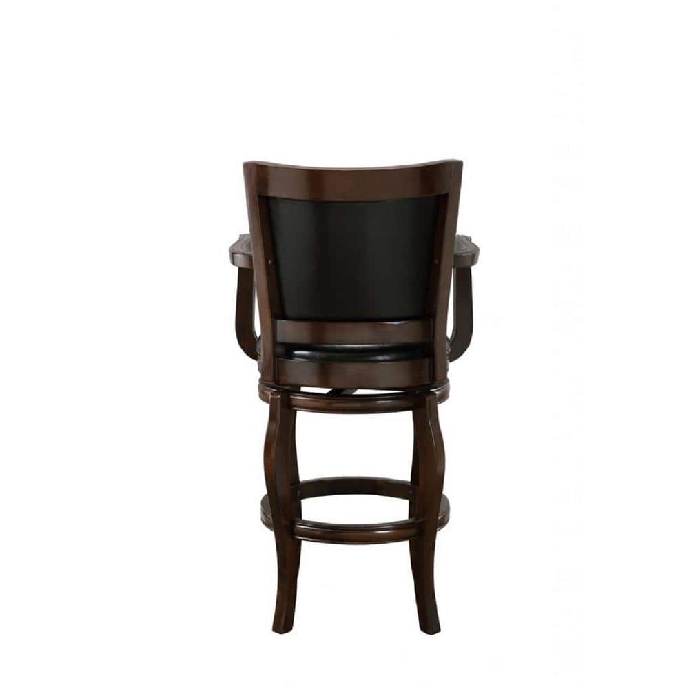 Cappuccino 43" Swivel Barstool in Faux Leather and Wood