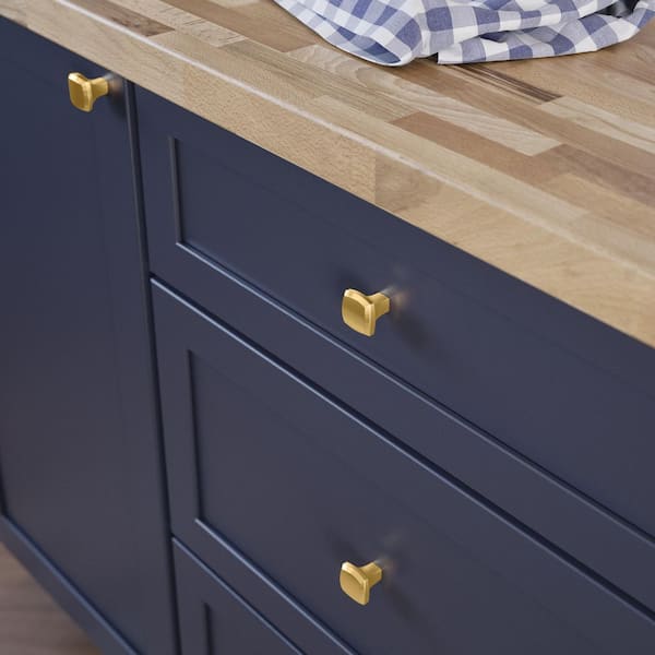 (10-Pack) Archways 1-1/16 in. (27 mm) Classic Modern Gold Square Cabinet Knobs