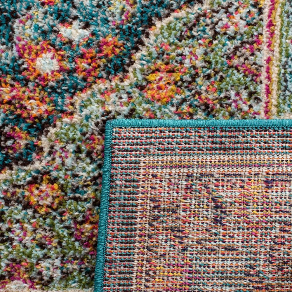 Blue and Multicolor Rectangular Hand-knotted Synthetic Area Rug 8' x 10'