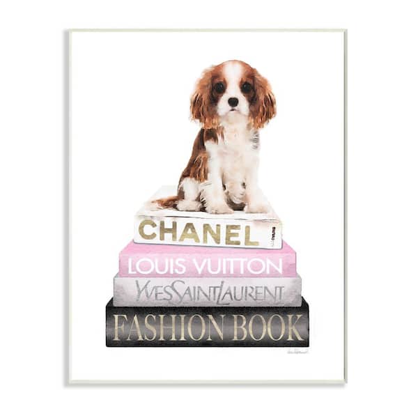 Stupell Industries Resting Spaniel Puppy and Iconic Bookstack by