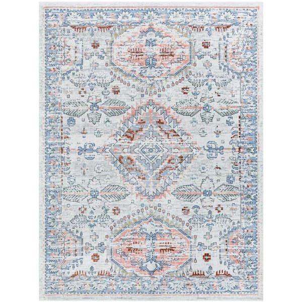 Unique Loom Kamala Washable Oriental Ivory 9 ft. x 12 ft. Area Rug