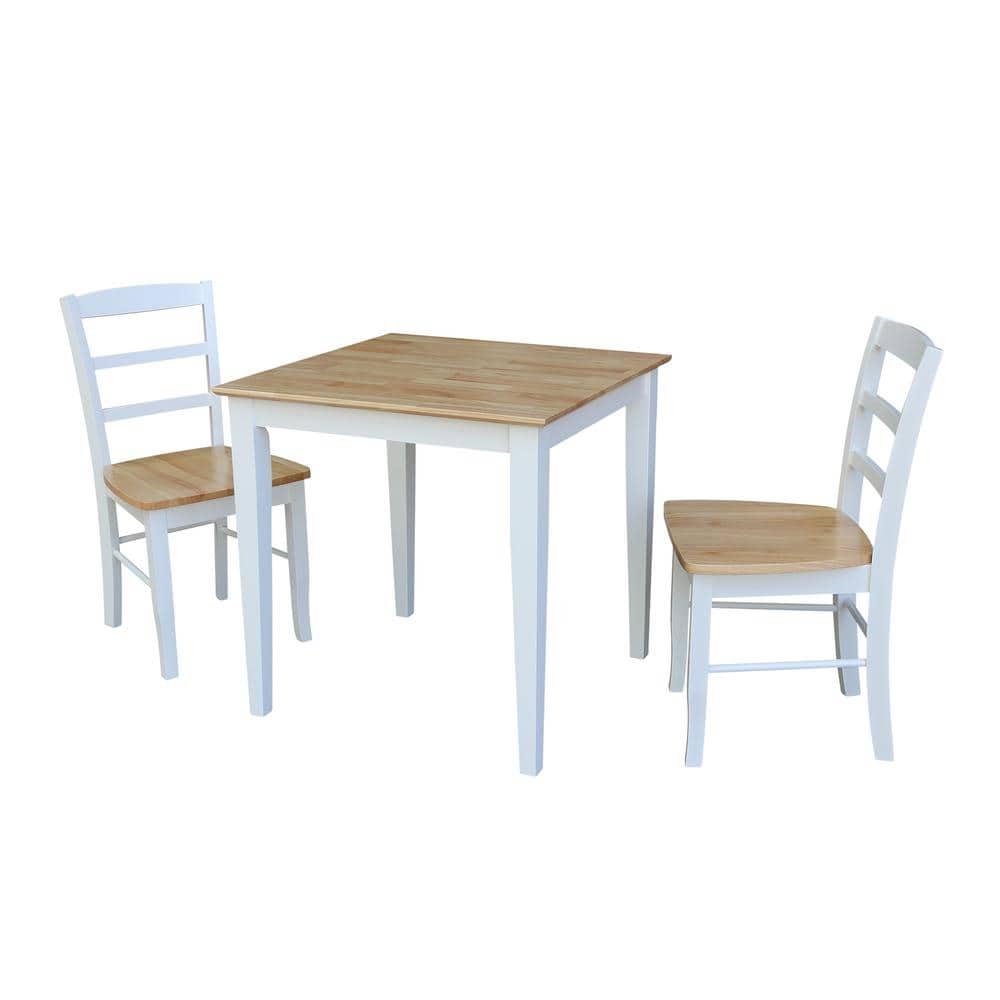 White and Natural Square Wood Dining Table