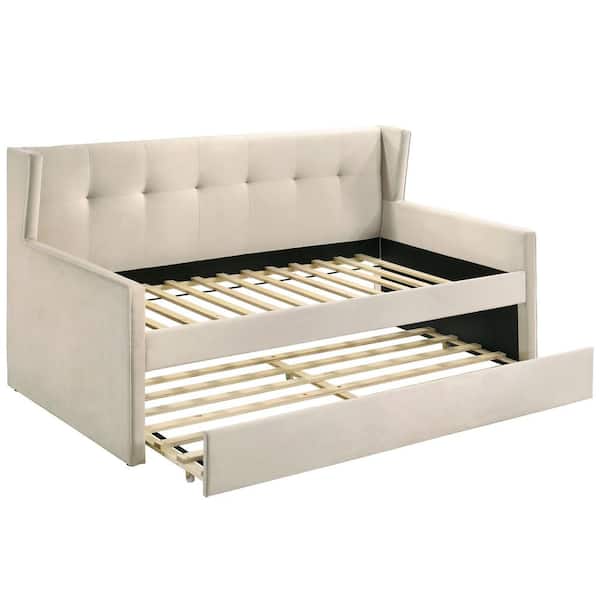 Furniture of America Godones Beige Twin Daybed with Trundle