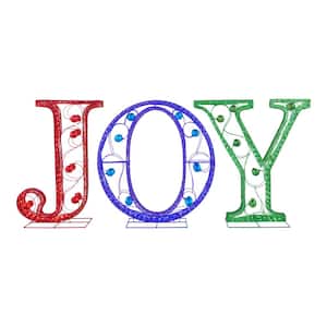 Home Accents Holiday 32 in 275-Light LED JOY Sign Yard Sculpture ...