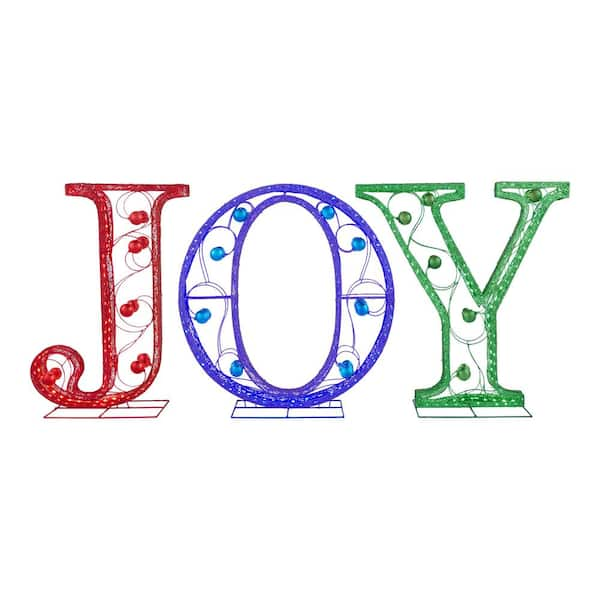 Home Accents Holiday 32 in 275-Light LED JOY Sign Yard Sculpture ...