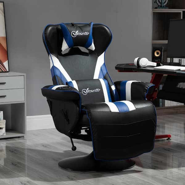 Vinsetto High Back Racing Style Gaming Chair, Pu Leather Gamer Recliner  Chair With Swivel Pedestal Base, Adjustable Footrest, And Head Pillow,  Black : Target