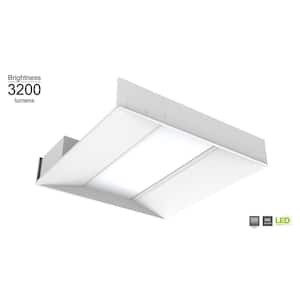 2 ft. x 2 ft. White Selectable CCT Integrated LED Center Basket Troffer Light Fixture at 3200 Lumens, 3500-4000K