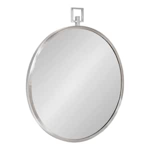 Tabb 27.75 in. x 24 in. Round Silver Modern Framed Accent Wall Mirror