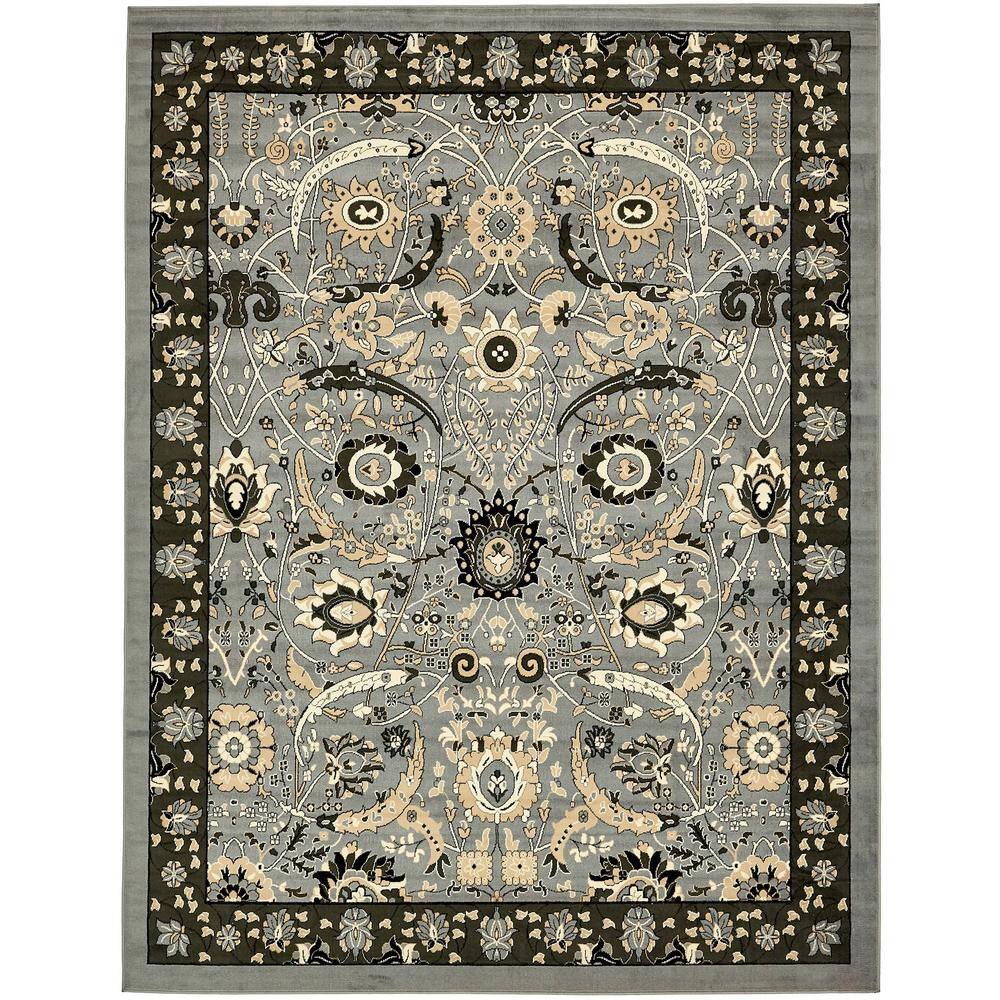 Unique Loom Espahan Cape Cod Light Gray 9' 0 x 12' 0 Area Rug 3137556 ...