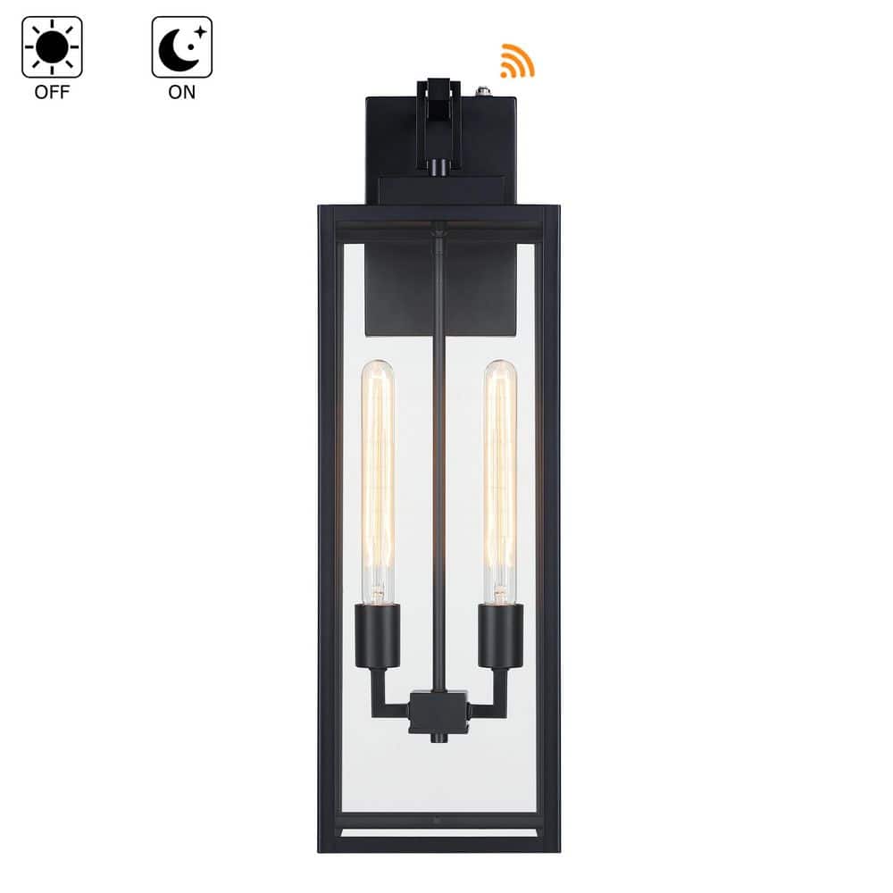 Bonanza 27 in. H 2-Light Matte Black Hardwired Outdoor Wall Lantern Sconce with Dusk to Dawn price history on PriceWatchPro