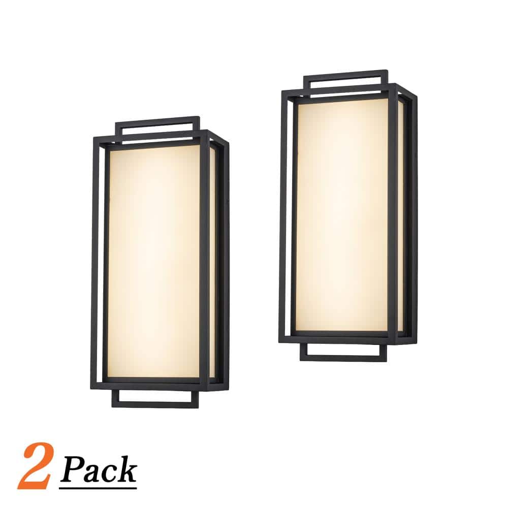 15-Watt Black Integrated LED Outdoor Wall Sconce with White Glass Shade, 3000K Warm White, Weather Resistant (2-Pack) price history on PriceWatchPro
