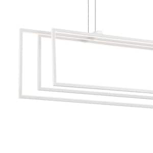 Jestin 46 in. 3-Light Integrated LED White Modern Statement Linear Chandelier for Dining Room