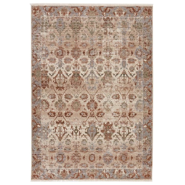 Luana Beige/Rust 5 ft. x 8 ft. Oriental Area Rug