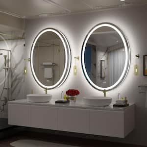 24 in. W x 32 in. H Oval Frameless Super Bright 192 Leds/m Lighted Anti-Fog Tempered Glass Wall Bathroom Vanity Mirror