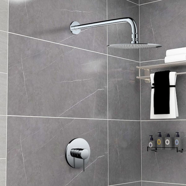 Single-Handle 1-Spray Wall Mount Shower Faucet 1.5 GPM with Pressure Balance in Chrome