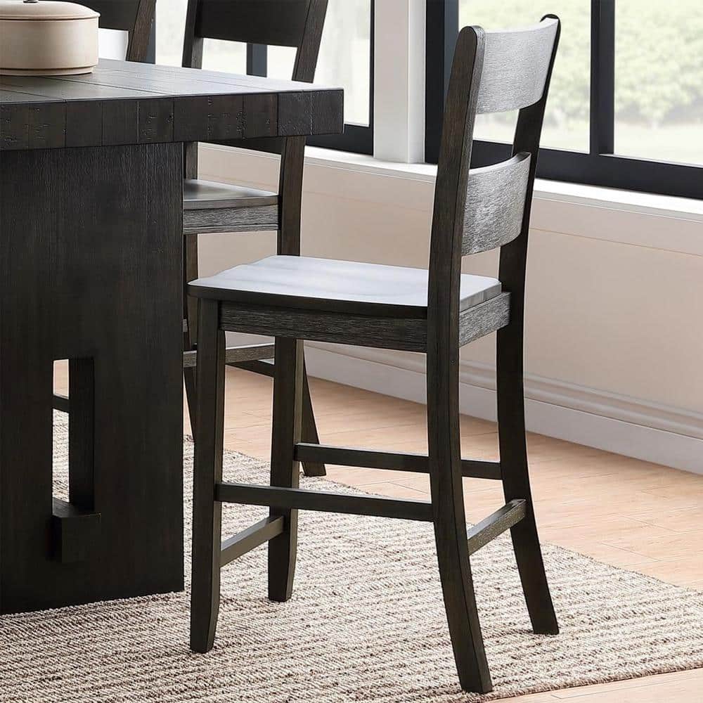 Distressed Walnut High Ladderback Wood Side Chair