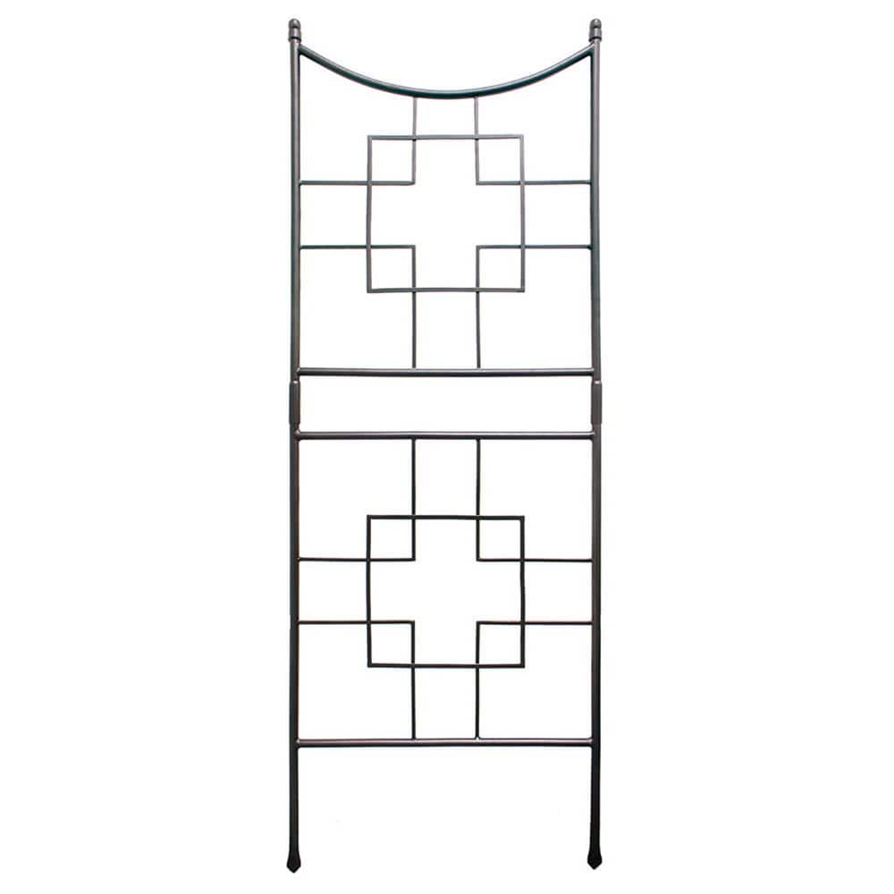 86 in. Tall, Graphite Powder Coat Finish, Square-On-Squares Modern Garden Trellis