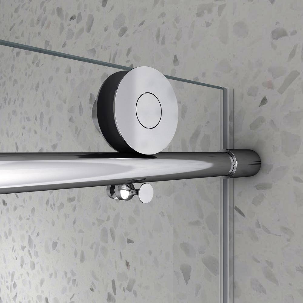 60" x 76" Frameless Chrome Sliding Shower Door with Clear Glass