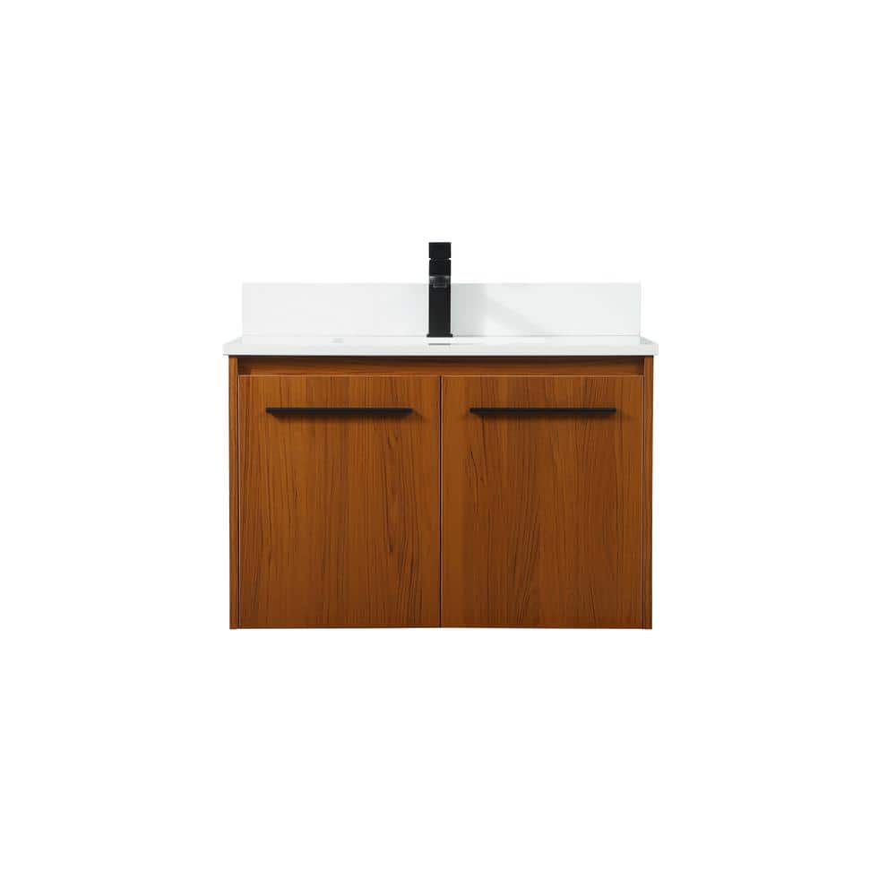Timeless 30 in. W Single Bath Vanity in Teak with Engineered Stone Vanity T