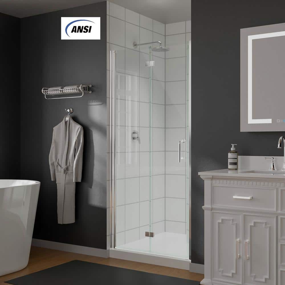 34 to 35-3/8 in. W x 72 in. H Bi-Fold Semi-Frameless Shower Doors in Chrome with Tempered Clear Glass price history on PriceWatchPro