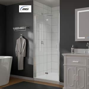 34 to 35-3/8 in. W x 72 in. H Bi-Fold Semi-Frameless Shower Doors in Chrome with Tempered Clear Glass