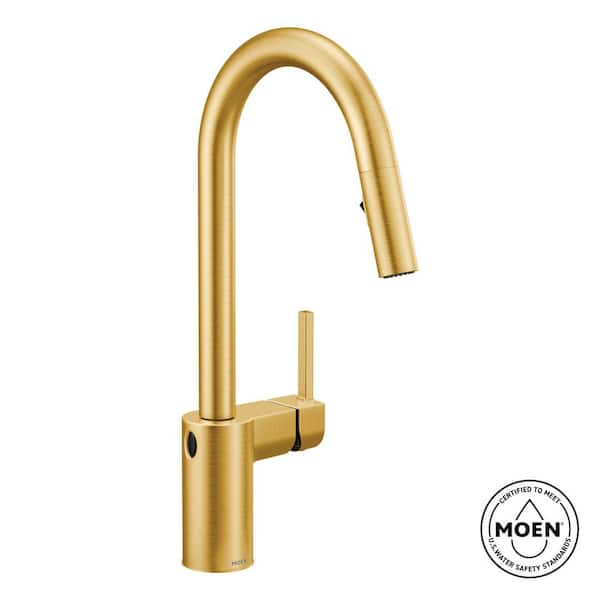 Align Single-Handle Touchless Pull Down Sprayer Kitchen Faucet with MotionSense Wave and Power Clean in Brushed Gold