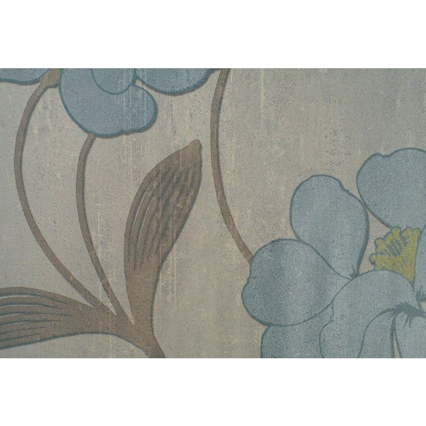 Washington Wallcoverings Silver Tropical Floral Print Wallpaper