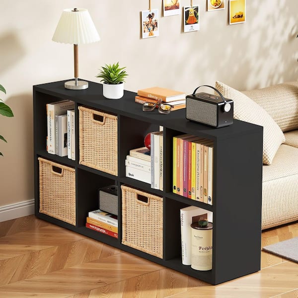 WONDER COMFORT 48 in. Tall Black Wood 8-Cube Storage Organizer