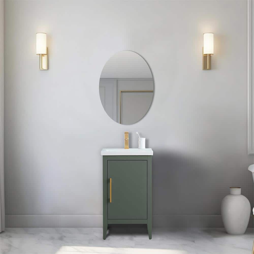 20'' Vintage Green Single Bathroom Vanity with Ceramic Top