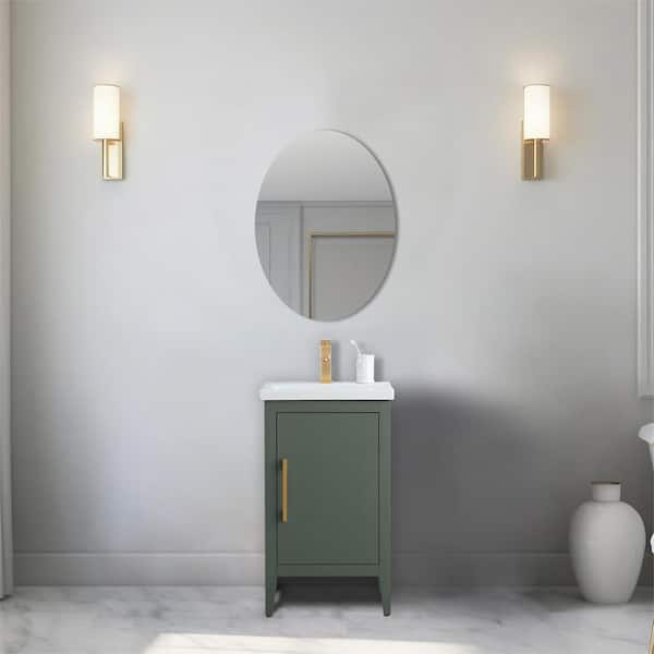 20 in. W x 15.8 in D x 34 in. H Single Sink Bathroom Vanity Cabinet in Vintage Green with Ceramic Top