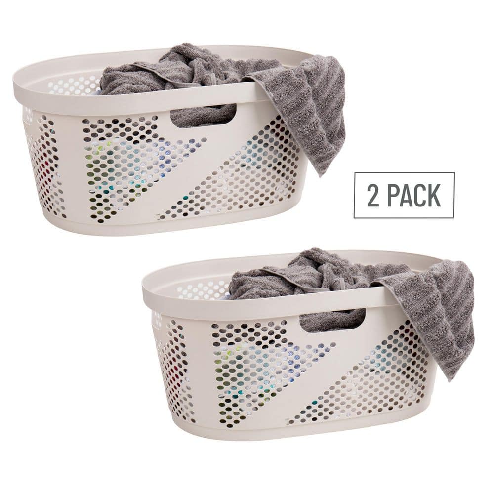 Ivory Plastic Ventilated Laundry Hampers, Set of 2